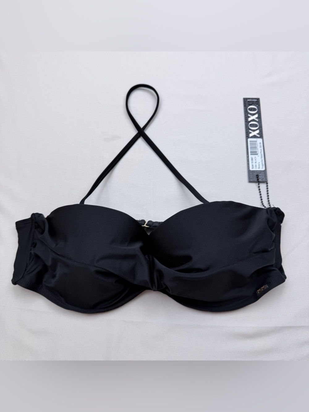XOXO Black Bandeau Bikini Top with Halter Strap